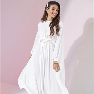 Embroidery Tape Waist Cape Dress